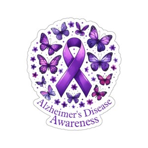 Alzheimer bewustzijn sticker, sticker engelenvleugels, ziekte van Alzheimer, paars lint, Alzheimer laptop sticker, laptop sticker, Tumbler sticker