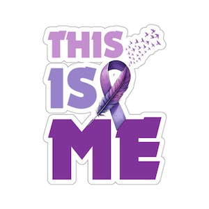 Alzheimer bewustzijn sticker, sticker engelenvleugels, ziekte van Alzheimer, paars lint, Alzheimer laptop sticker, laptop sticker, Tumbler sticker