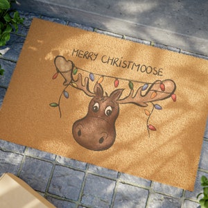 Funny Christmas Moose Welcome Doormat: Holiday Home Decor