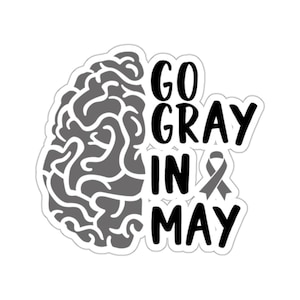 Brain Tumor Awareness Sticker, Brain Tumor Survivor, Brain Tumor Warrior, Brain Tumor Gift, Brain Tumor Ribbon, Support Squad Squad Grey Day