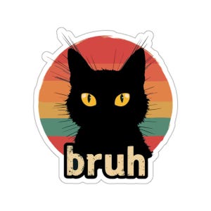 BRUH Black Cat Sticker, Cat Lover Sticker  Bruh Stickers, Laptop Sticker, Bumper Sticker, Boy Mom Sarcasm Sticker, Black Cat Sticker