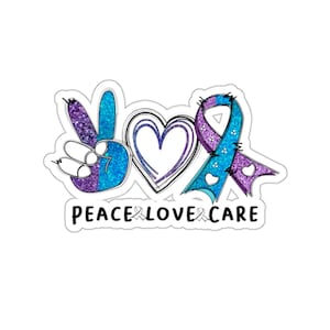 Peace Love Care Suizidpräventionsaufkleber, Suizidbewusstsein, Bewusstseinsaufkleber für psychische Gesundheit, positive Botschaft für psychische Gesundheit