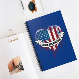 PTSD Awareness American Military Flag Journal Notebook Diary, Writing Pad, Mental Health Support, Military Gift, June Gift for PTSD Veteran