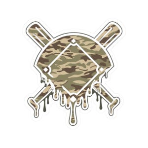 Baseball Ice Cream Drip Sticker: Camo Baseball Bats Vinyl Decal
