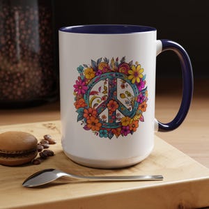 Peace Coffee Mug, Peace Sign Mug, Gift For Her, Hippie Boho Mug, Peace Gift, Peace Sign, Stocking Stuffer, Peace Love Mug