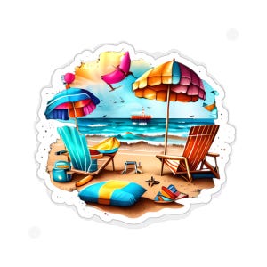 Beach Sticker, Summer Sticker, Tropical Sticker, Vacation Stickers, Island Stickers, Surfing Sticker, Beach Car Window Decal