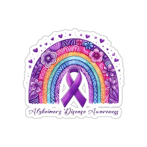 Alzheimer bewustzijn sticker, sticker engelenvleugels, ziekte van Alzheimer, paars lint, Alzheimer laptop sticker, laptop sticker, Tumbler sticker