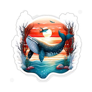 Humpback Whales Sticker, Humpback Whale Awareness Month, Whale Sticker, Watercolored Humpback Whale, Whale Gift, Ocean Sticker, Sea Life