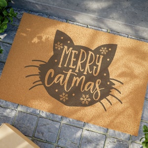 Merry Christmas Cat Welcome Doormat | Cat Lover Gift | New Home Gift | Cat Welcome Mat | Cat Rug | Pet Lover Gifts | Funny Door Mat
