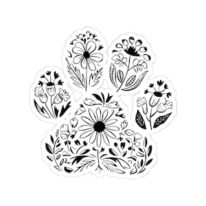 Adesivos de pegadas florais, presente para amantes de animais de estimação, decoração para carro, adesivo de flores fofo, decoração para laptop, scrapbooking, diários, presente para mãe de cachorro, presente para amantes de cachorro