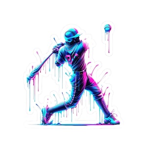 Baseball Ice Cream Dripping Stickers, Baseball Bat Sticker Set, Sports Vinyl Decals, Cute Laptop Decal, Fun Water Bottle Sticker, Car Decal