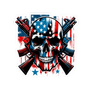 Stickers patriotiques, sticker tête de mort avec drapeau américain, vinyle autocollant 4 juillet, sticker pour ordinateur portable jour de l'indépendance, sticker voiture patriotique USA,