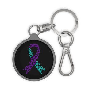Suicide Prevention Keychain, Suicide Awareness, Inspirational Gift, Psychologist Purple And Teal, Mental Health Gift, Anxiety Gift