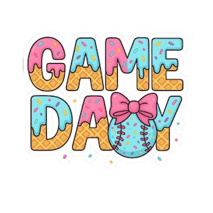 Baseball Ice Cream Dripping Stickers, Baseball Bat Sticker Set, Sports Vinyl Decals, Cute Laptop Decal, Fun Water Bottle Sticker, Car Decal