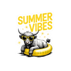 Summer Vibes-stickers, sticker grappige koe, laptopstickers, sticker waterfles, decor telefoonhoes, benodigdheden voor scrapbooking, sticker koeliefhebber