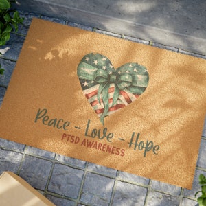 PTSD Awareness Welcome Door Mat, Ptsd Awareness Gift, Ptsd Ribbon, Ptsd Warrior Doormat, Depression Gift, Not All Wounds Are Visible