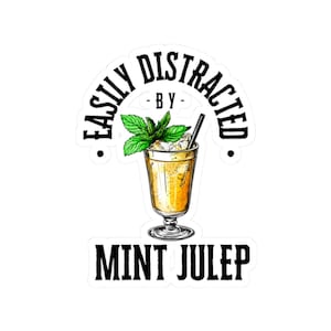 Sticker menthe Julep, fête nationale des boissons, cadeau pour amateur de cocktails, sticker événement 30 mai, étiquette de boisson au whisky bourbon, album souvenir