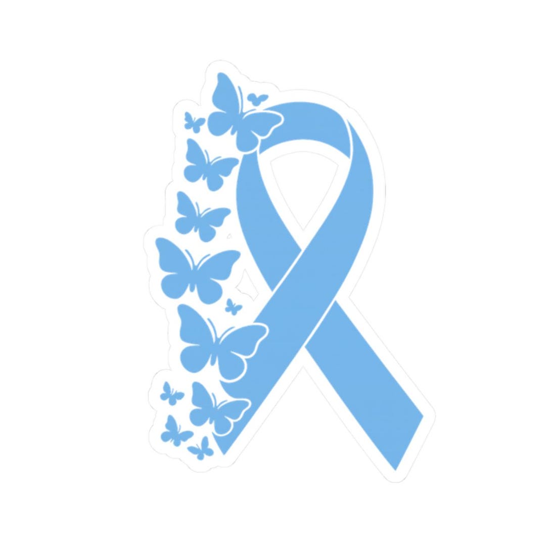 Prostate Cancer Awareness Ribbon With Butterflies Sticker, Survivor ...