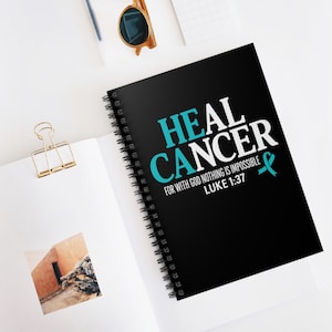 Cervical Cancer Journal Notebok, Cancer Survivor Gift, Ovarian Cancer Gift, Teal Ribbon, Peace Love Cure Teal Cancer, Cancer Survivor Gift