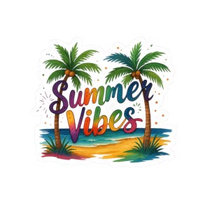 Summer Vibes-stickers, trendy laptopstickers, schattig stickerpakket waterfles, vinylstickerset voor reizigers, strandthema, strandliefhebber