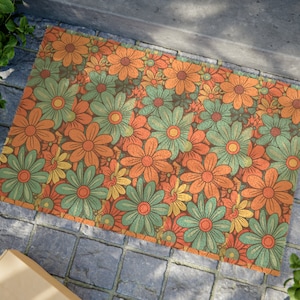 Groovy Retro 60s Hippie Flower Doormat, Front Door Décor, Welcome Mat, Door Mat, Gag Gift, New Home Gift