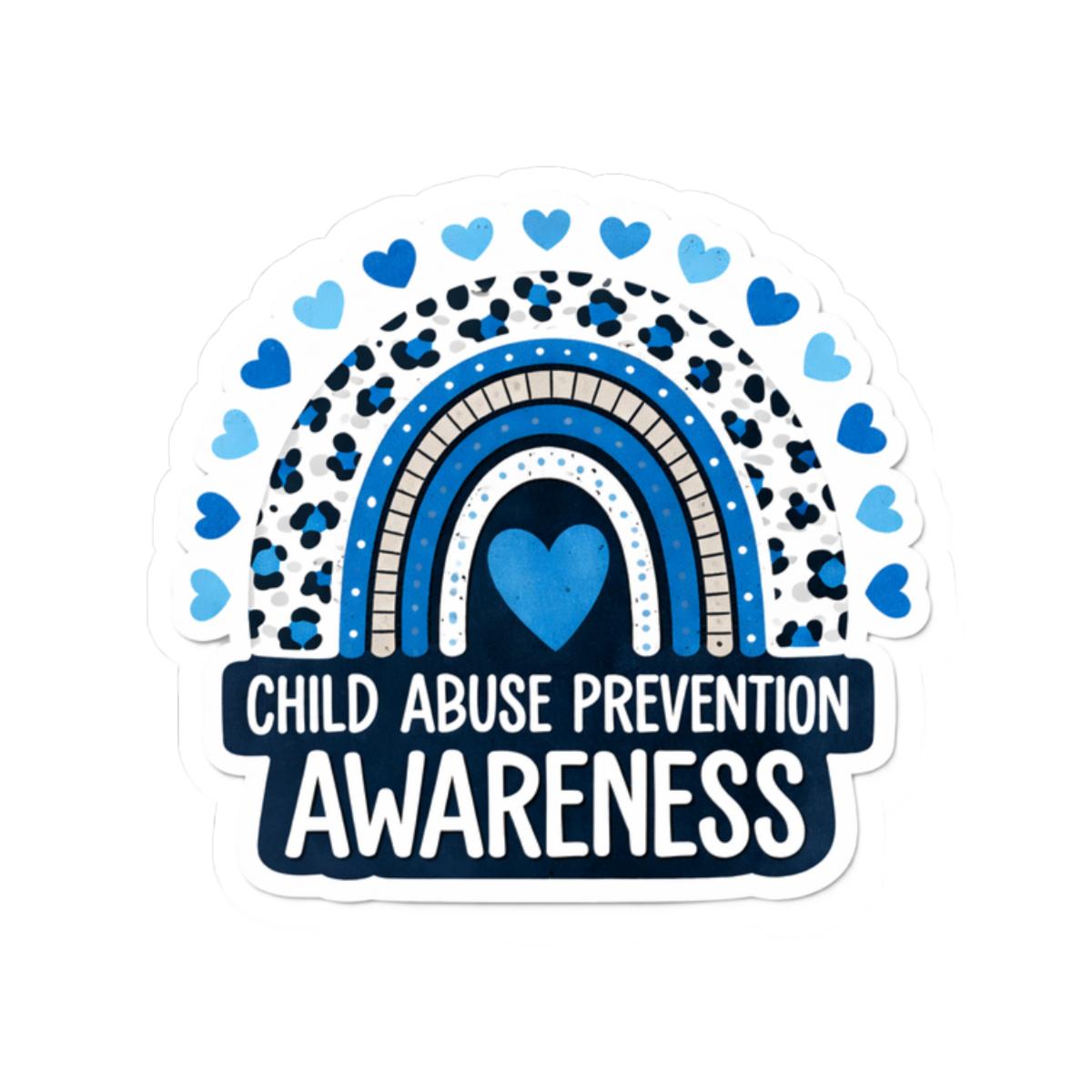 Child Abuse Prevention Awareness Rainbow Stickers | Blue Heart Sticker ...