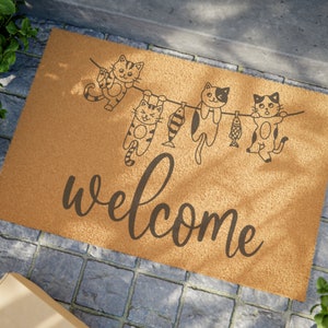 Cat Welcome Doormat | Cat Lover Gift | New Home Gift |  | Hello Cat | Cat Welcome Mat | Cat Rug | Pet Lover Gifts | Funny Door Mat