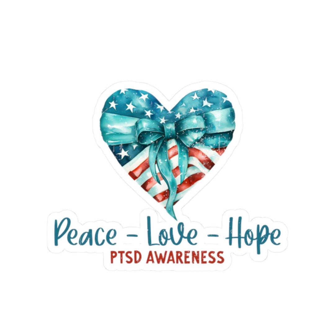 PTSD Awareness Day Teal Ribbon Sticker, June Gift Supporter, Mental ...