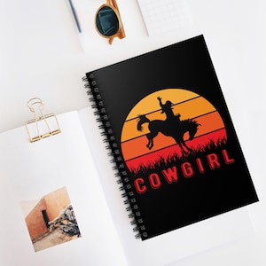 Western Cowgirl Spiral Notebook - Ruled Line, Horse Lover Gift, Bucking Bronco Journal, Cowboy Boots Stationery, Equestrian Notepad, Rodeo