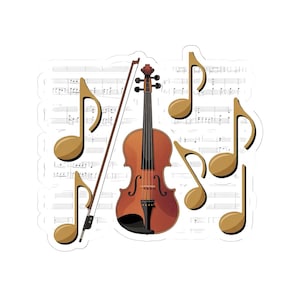 Musical Violin Stickers, Perfect for Music Lovers, Laptop Decals, Gifts for Musicians, Violin Decor, Note-Themed Reminders