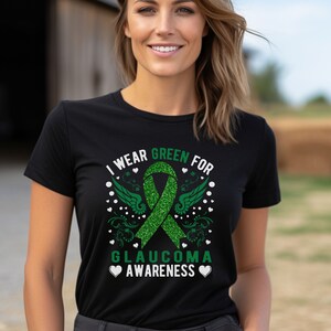 Glaucoma Awareness Shirt, Glaucoma TShirt, Eye Health Tee, Cancer Warrior Family Shirt, Green Ribbon, Glaucoma Doctor Gift, Optometry Shirt