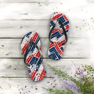 Red White And Blue Flip Flops, July 4Th Flip Flops, Memorial Day, Patriotic Flip Flops, Independence Day, 4Th Of July Fourth Summer Sandals