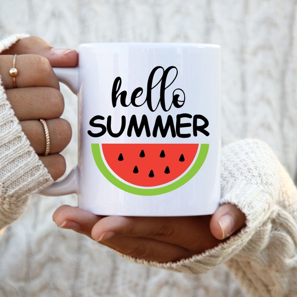 Hello Summer Watermelon Mug, Summertime Mug, Summer Clothing, Watermelon Mug Family, Watermelon Gift, Watermelon Vibes Mug