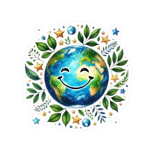 Kiss-Cut Aufkleber zum Tag der Erde, umweltfreundlicher Planetenaufkleber, Geschenk für Umweltbewusstsein, recycelbarer Laptopaufkleber, Aufkleberset für Naturliebhaber