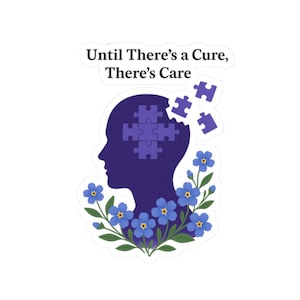 Alzheimer bewustzijn sticker, dementie ondersteuning vinyl sticker, geheugenverlies liefdadigheidsinzamelingsactie, geestelijke gezondheid advocaat laptop sticker, auto sticker