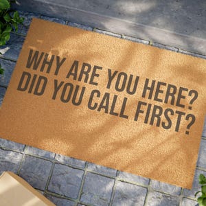 Funny Doormat, Quirky Home Decor, Unique Housewarming Gift, Welcome Mat, Humor Doormat, Why Are You Here?