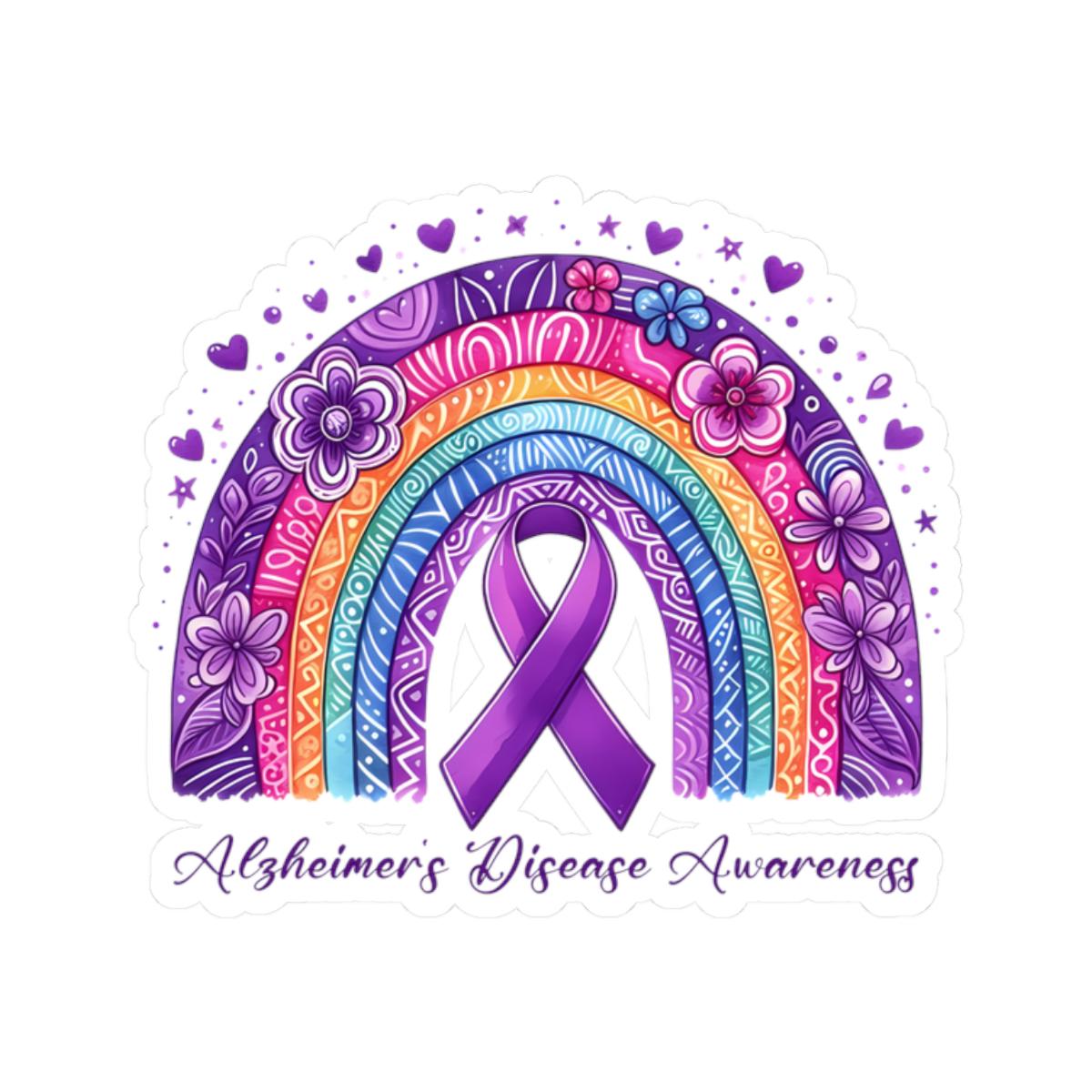 Alzheimer Awareness Stickers, Hope Fight Cure Elephant, Support Ribbon, Laptop Decal, Water Bottle Label, Car Sticker, Scrapbook
