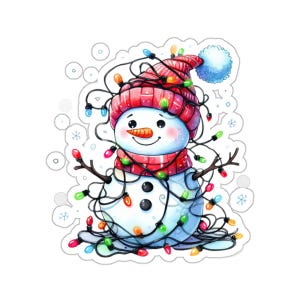Snowman Christmas Sticker,  Water Bottle Sticker,  Laptop Sticker Gift, Winter Stickers, Stocking Stuffer, Holiday Gift Tags, Cute Sticker