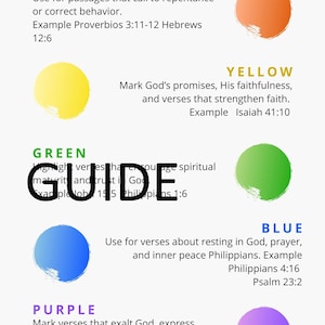 Bible Highlighting Color Guide - Etsy