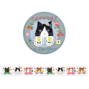 Cat Heart Cat Flowers Birds CLEAR TAPE Hyogensha Aiko Fukawa Made in Japan