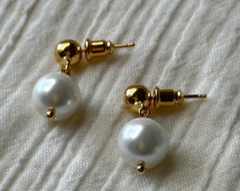 Mothers day gifts stud earrings with shell pearl drop | Mother daughter jewelry gifts | Gift for her, grandma and mom