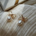 Coquette pearl drop stud bow earrings | Dainty Earrings in Gold&Silver | Minimalist jewelry | Clean girl aesthetic | Gift for her | E1