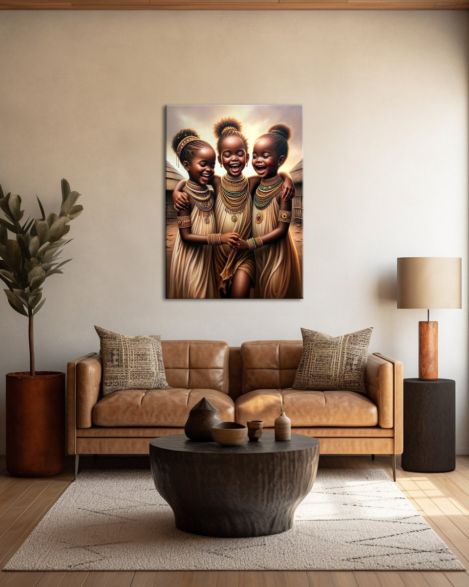 Digital Download: Oil Artwork of Radiant African Girls Celebrating ...
