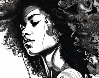 Black women with | DIGITAL DOWNLOAD| instant download| afro wall art| African art| Black Girl| printable art| artists