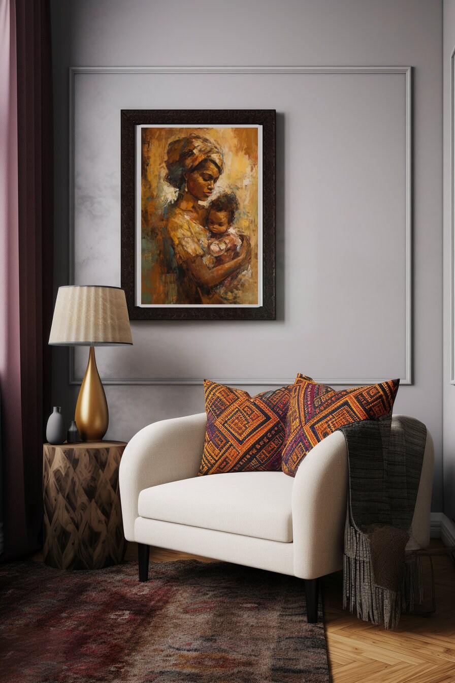 Abstract Artwork of Black Mother and Child's Unbreakable Bond, Unique ...