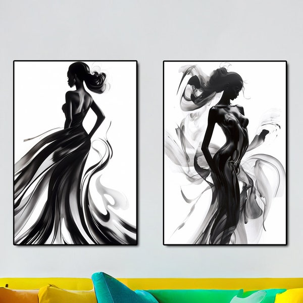 Sensual Black Woman Silhouette: Captivating Body Contour Art for an Intimate and Artistic Atmosphere