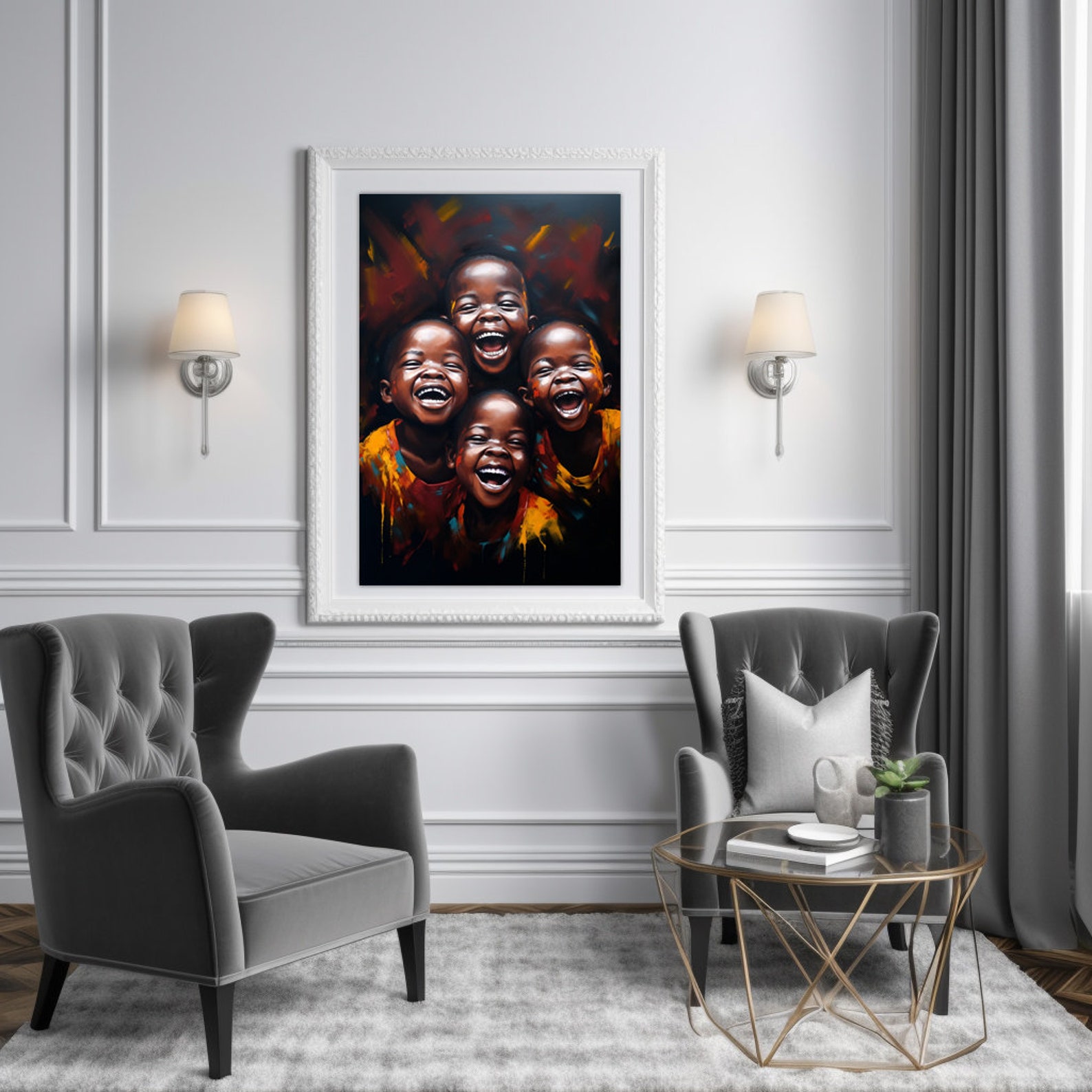 African Children Laughing African Black Art Digital Art - Etsy