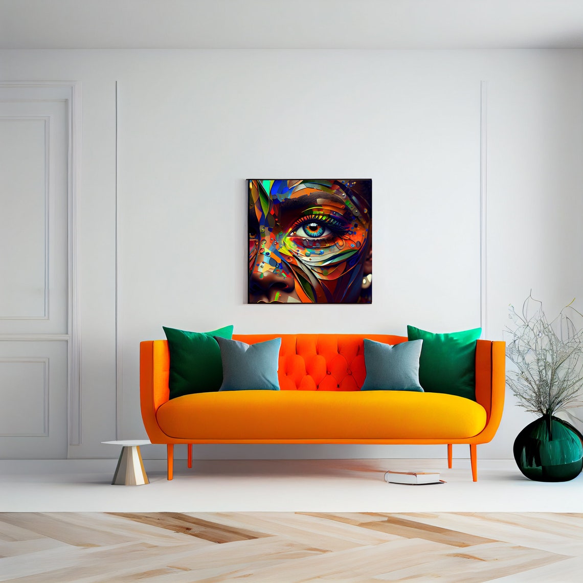 Colorful Abstract Face Wall Art Print Vibrant Abstract Portrait Wall