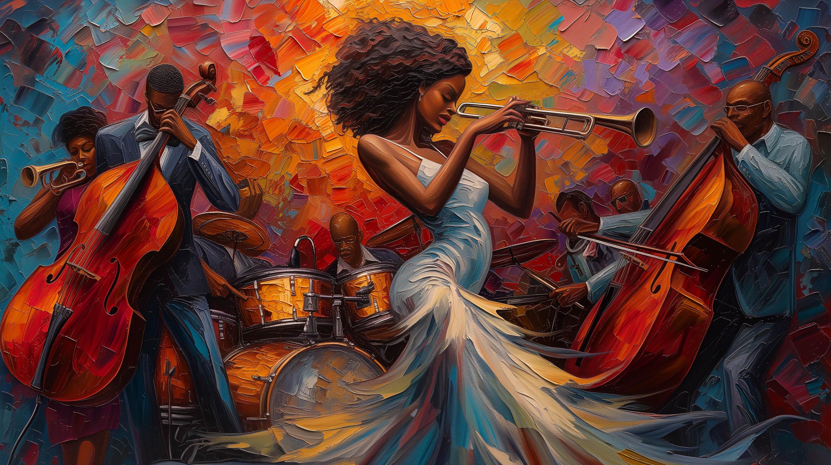 Black Jazz Band Art, Printable Wall Decor, African American