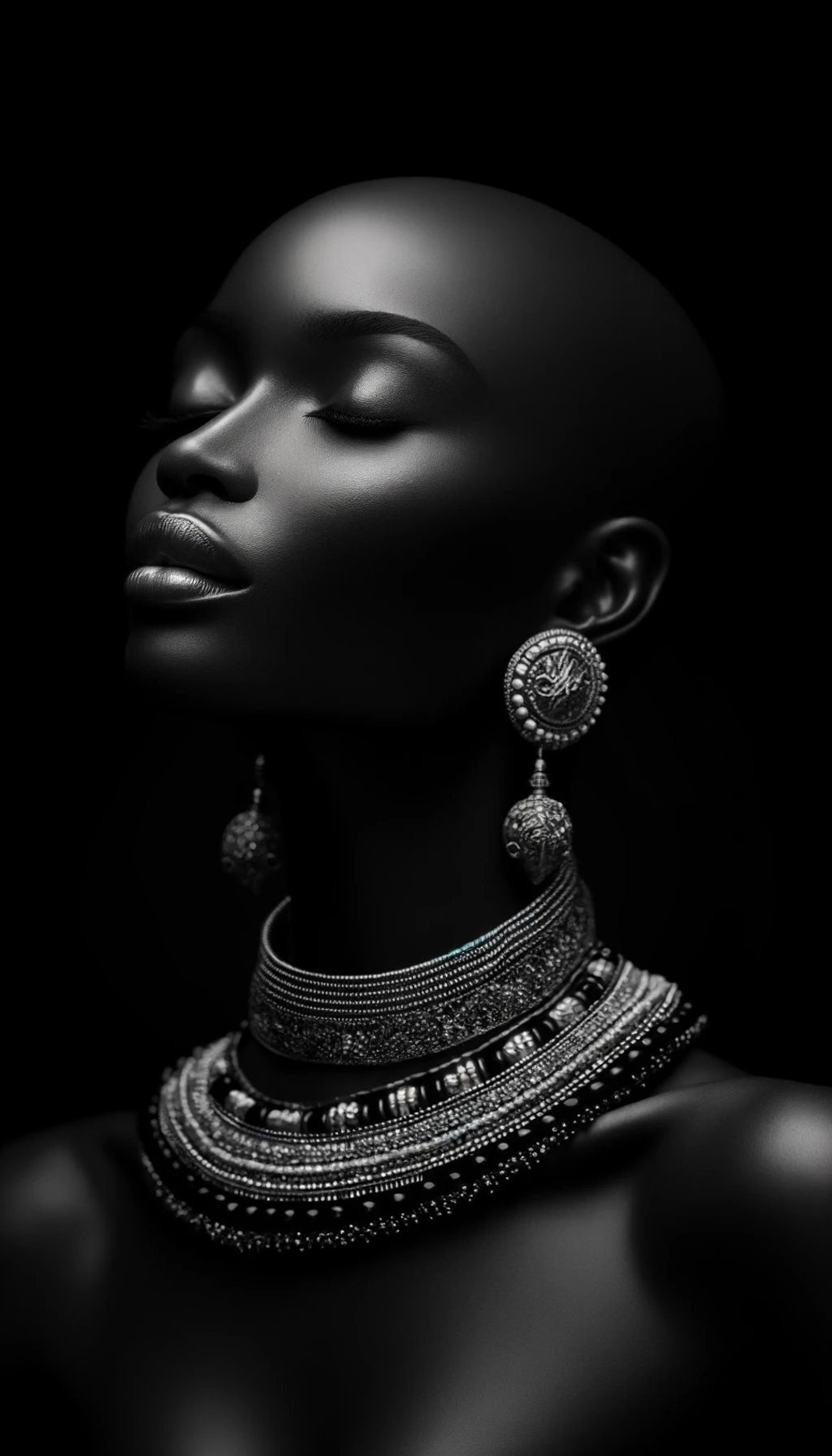 Stunning Black and White Portrait of an Elegant African Woman With ...